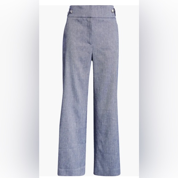 Veronica Beard Aubrie Crop Flare Linen Blend Pants - Picture 4 of 15